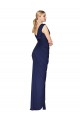 Best Soft Chiffon V-Back Long V-Neck Dark Navy Mermaid Prom Dress Canada