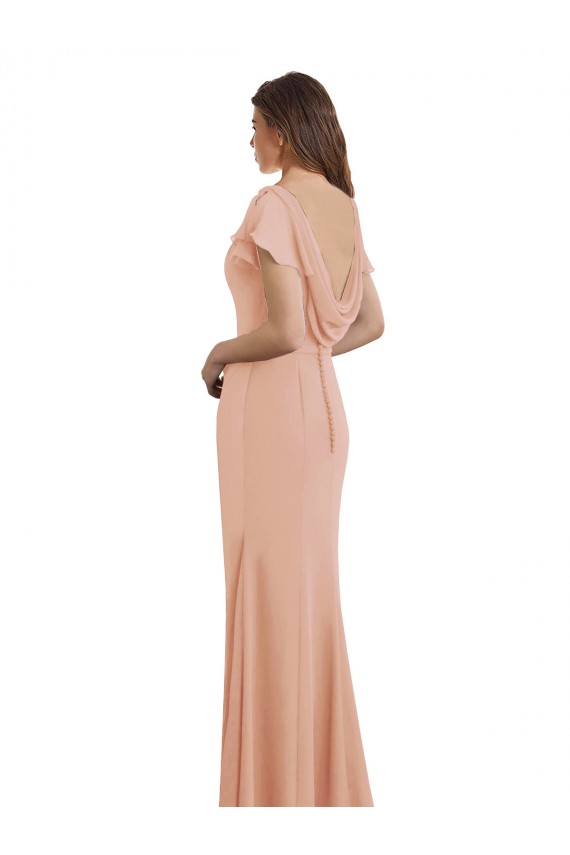 Best Soft Chiffon Low Back Long Boat Neck Mermaid Prom Dress Canada