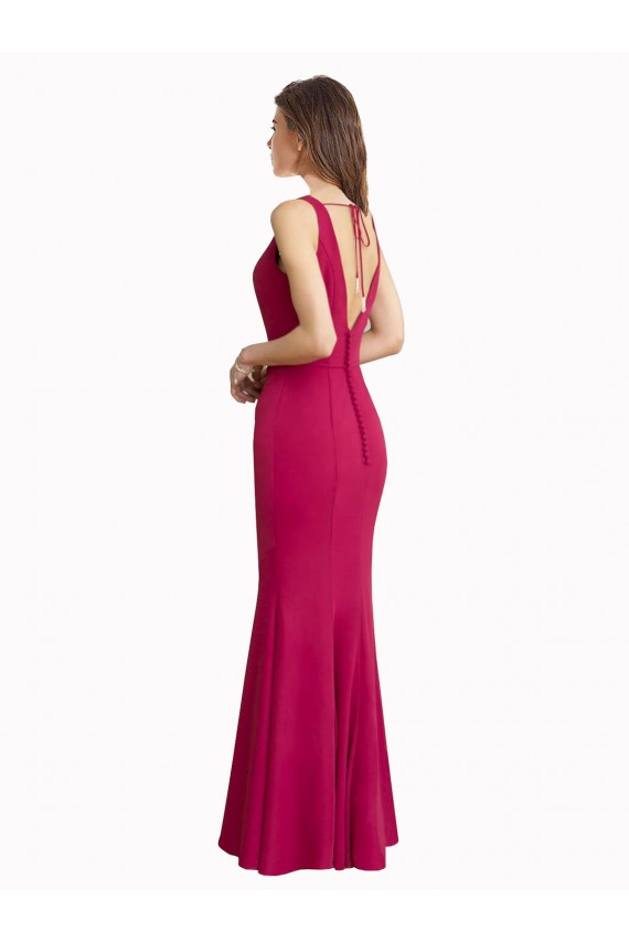 Best Soft Chiffon V-Back Long V-Neck Mermaid Prom Dress Canada