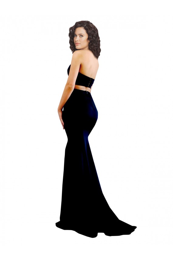 Best Stretch Crepe Long High Neck Sleeveless Prom Party Dresses Canada