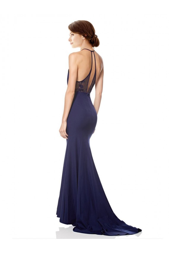 Best Stretch Crepe Long High Neck Sleeveless Prom Party Dress Canada