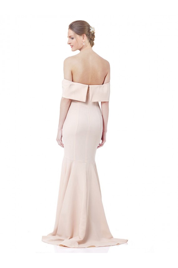 Best Stretch Crepe Long Off the Shoulder Nude Mermaid Prom Dress Canada