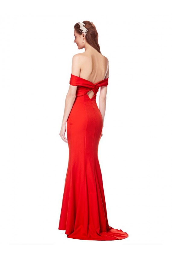 Best Stretch Crepe Long Off the Shoulder Red Mermaid Prom Dress Canada