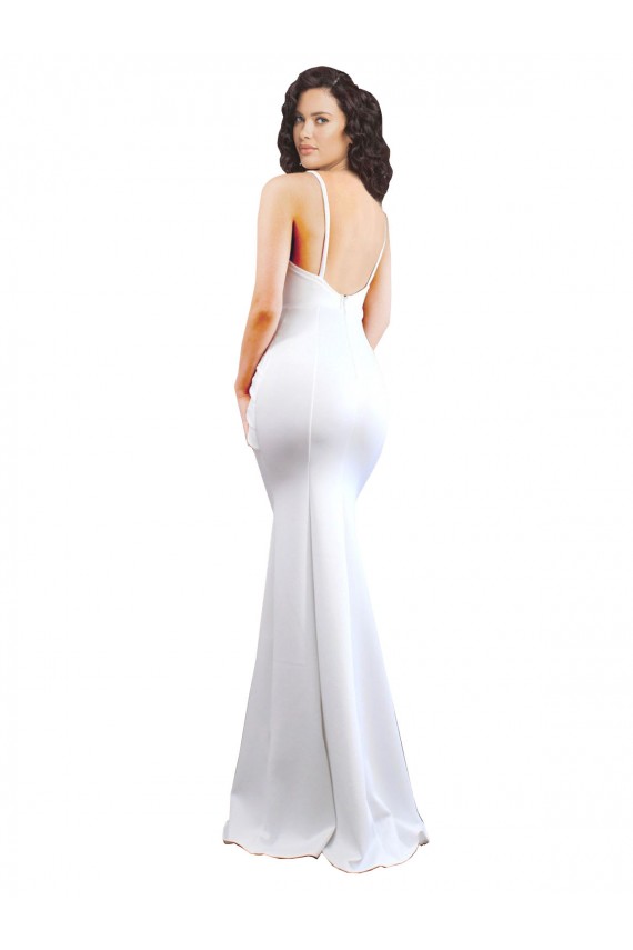 Best Stretch Crepe Low Back Long Spaghetti Straps Mermaid Black Tie Prom Dress Canada