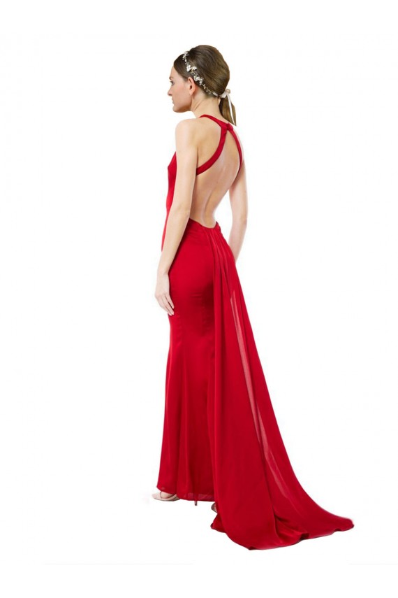 Best Stretch Crepe Open Back Long Halter Neck Mermaid Formal Evening Gown Canada
