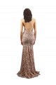 Best Stretch Crepe & Sequin Tulle Backless Long V-Neck Rose Gold Mermaid Prom Dress Canada