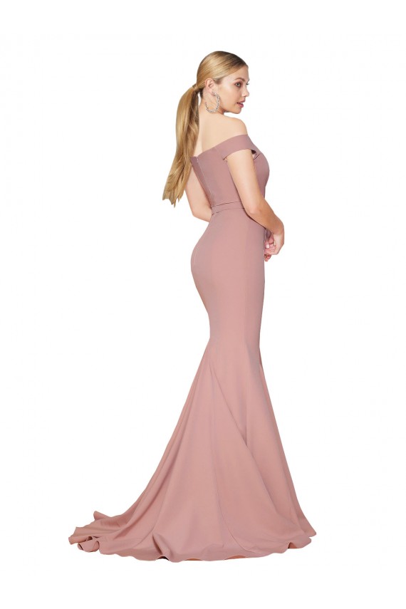 Best Stretch Crepe Sweep Train Off the Shoulder Mermaid Prom Dress Canada