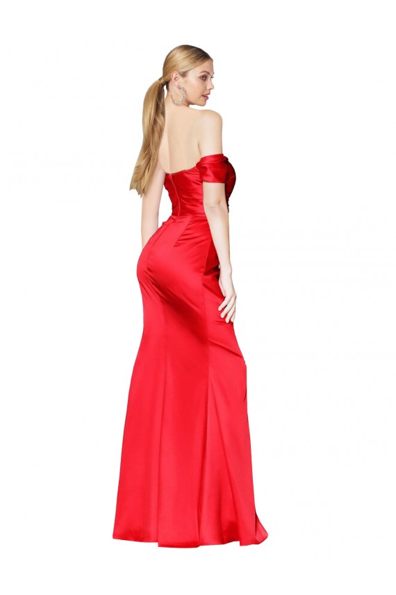Best Stretch Satin Long Off the Shoulder Mermaid Prom Dress Canada