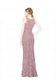 Best Lace Long Illusion Neck Mermaid Prom Dress Canada