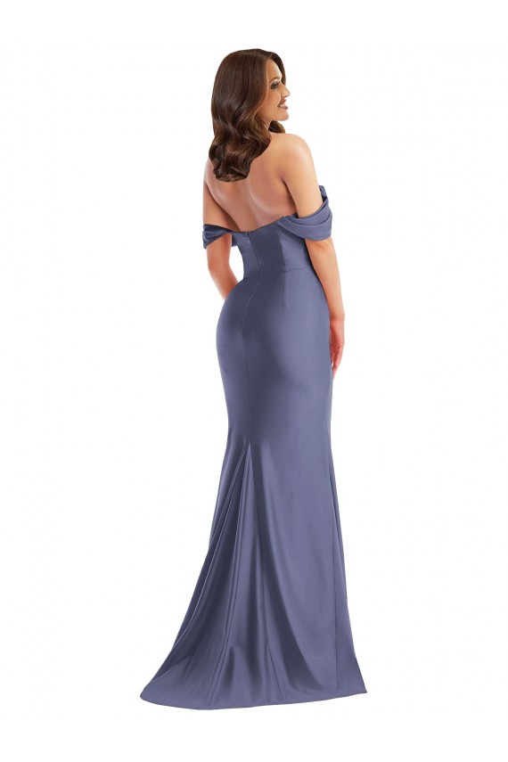 Best Silky Satin Low Back Long Off the Shoulder Mermaid Black Tie Plus Size Prom Dress Canada