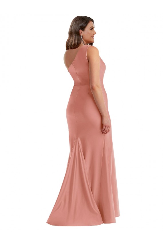 Best Silky Satin Long One Shoulder Mermaid Black Tie Plus Size Prom Dress Canada