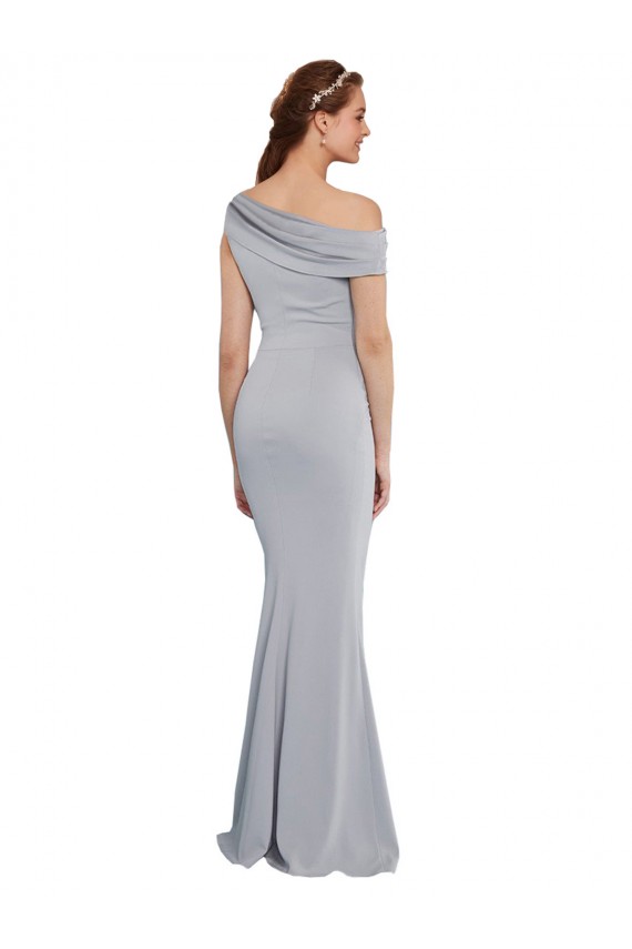 Best Stretch Crepe Long One Shoulder Grey Mermaid Prom Dress Canada