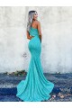Best Velvet Sequin Sweep Train One Shoulder Mermaid Prom Dresses Canada