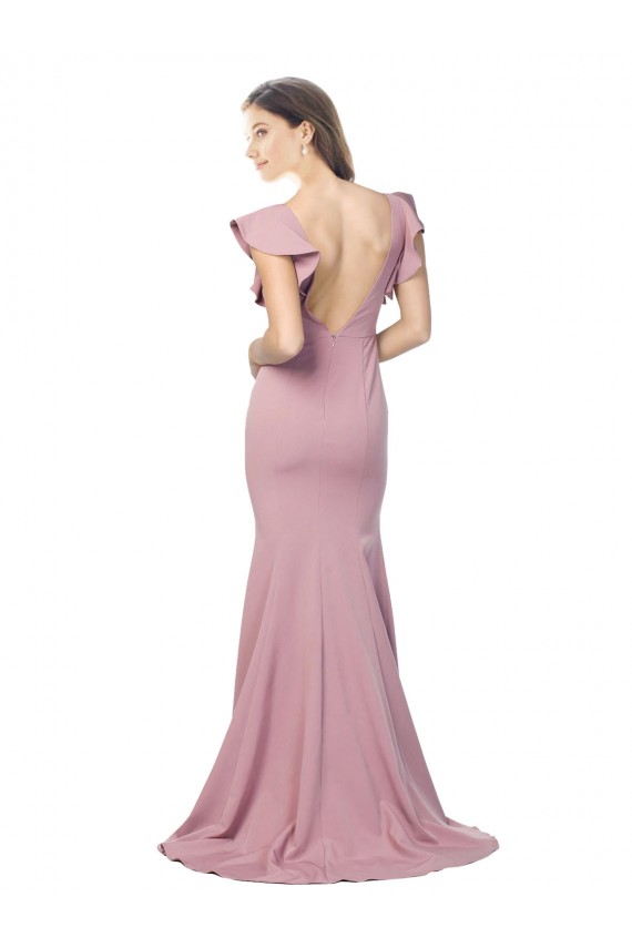 Best Stretch Crepe Low Back Sweep Train Round Neck Mermaid Prom Dress Canada