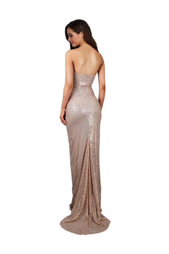 Best Sequin Low Back Long Scoop Neck Mermaid Prom Dress Canada