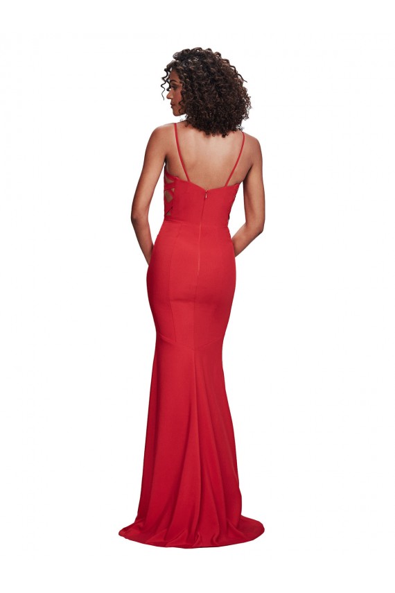 Best Stretch Crepe Long Spaghetti Straps Mermaid Prom Dresses Canada