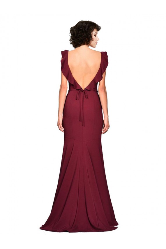 Best Stretch Crepe Long Strapless Burgundy Mermaid Prom Dress Canada