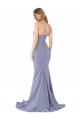 Best Stretch Crepe Low Back Long Sweetheart Smoke Blue Mermaid Prom Dress Canada
