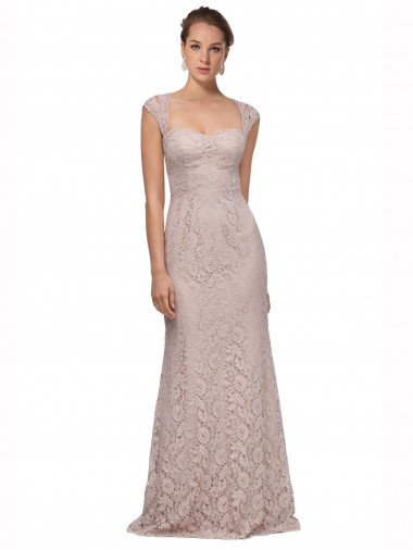 Best Lace Long Sweetheart Cap Sleeves Evening Prom Dress Canada