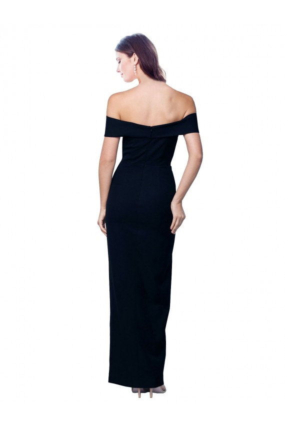 Best Stretch Crepe Long Off the Shoulder Black Mermaid Prom Dress Canada