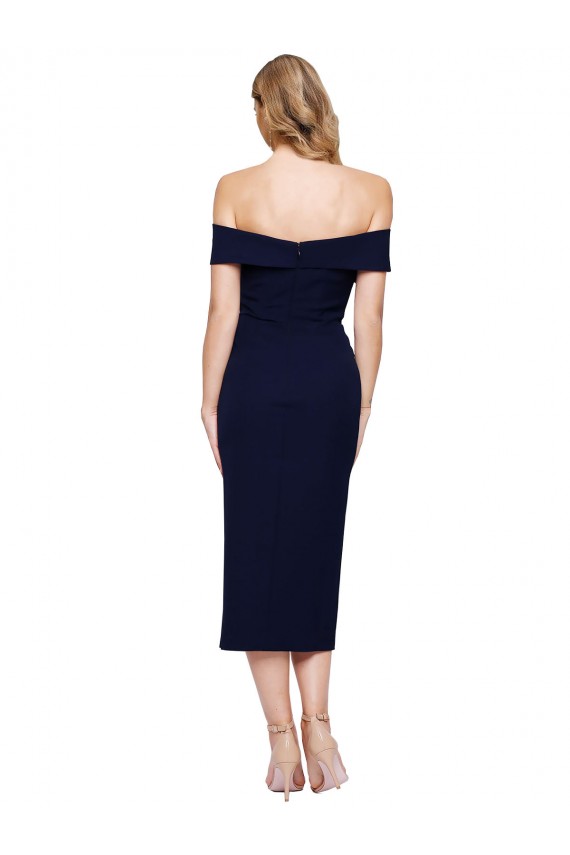Best Stretch Crepe Midi Length Off the Shoulder Mermaid Prom Dress Canada