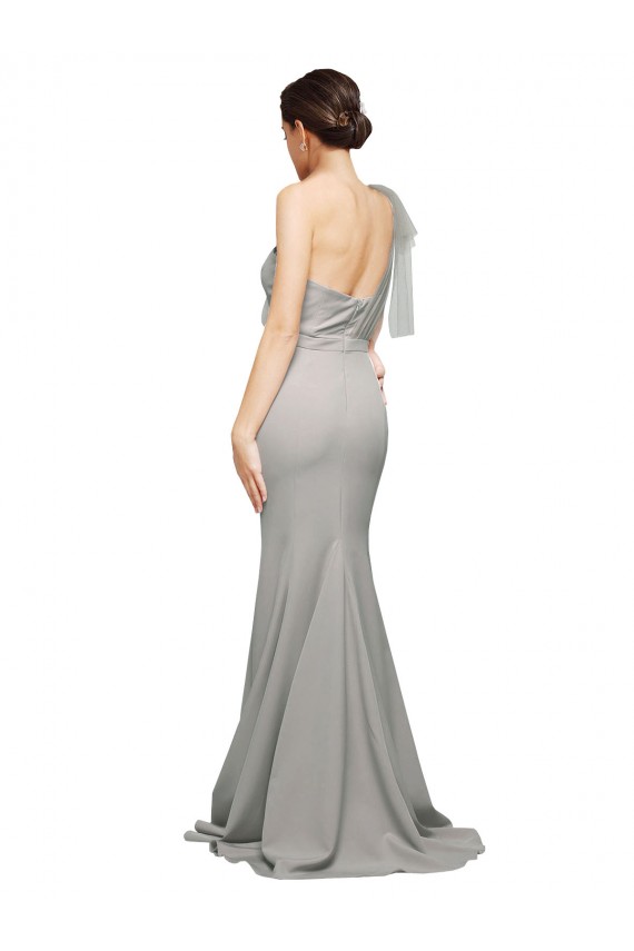 Best Stretch Crepe & Tulle Low Back Sweep Train One Shoulder Mermaid Prom Dress Canada