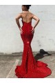 Best Velvet Sequin Court Train Sweetheart Mermaid Prom Dress Canada