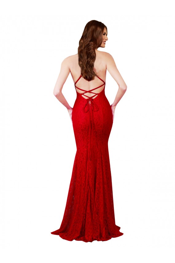 Best Lace Low Back Long V-Neck Mermaid Prom Dress Canada
