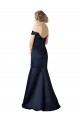 Best Satin Long Off the Shoulder Dark Navy Mermaid Prom Dress Canada