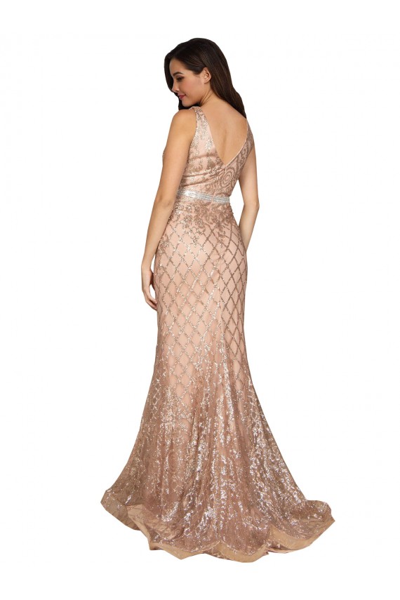 Best Sequin & Sparkling Sequin V-Back Long V-Neck Mermaid Plus Size Formal Prom Dress Canada