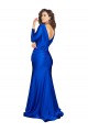 Best Silky Satin V-Back Long V-Neck Royal Blue Mermaid Prom Dress Canada
