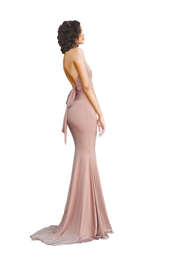 Best Spandex Low Back Long V-Neck Mermaid Prom Dress Canada