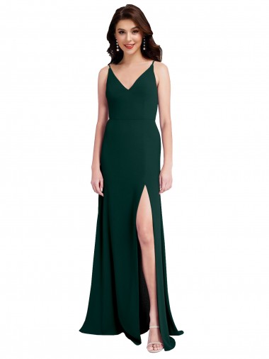 Best Stretch Crepe Long V-Neck A-Line Side Slit Prom Dress Canada