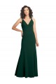 Best Stretch Crepe V-Back Long V-Neck Midnight Green A-Line Prom Dress Canada