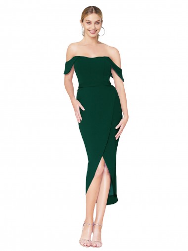 Best Stretch Crepe Knee Length Off the Shoulder Mermaid High Low Prom Dress Canada