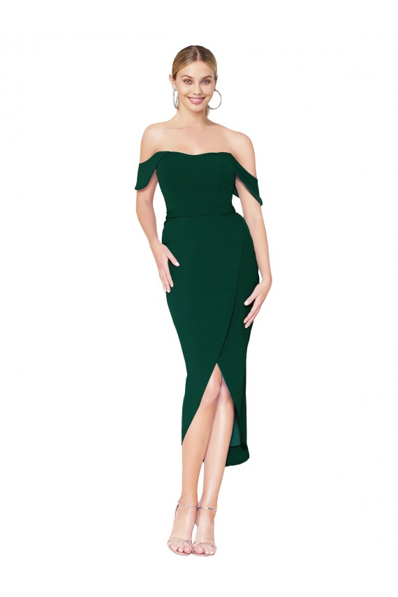 Best Stretch Crepe Knee Length Off the Shoulder Mermaid High Low Prom Dress Canada
