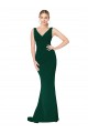 Best Stretch Crepe Long V-Neck Midnight Green Mermaid Prom Dress Canada