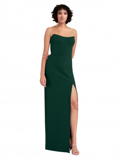 Best Stretch Crepe Low Back Long Scoop Neck Midnight Green Sheath Prom Dress Canada