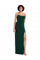 Best Stretch Crepe Low Back Long Scoop Neck Midnight Green Sheath Prom Dress Canada