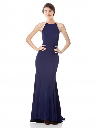Best Stretch Crepe Long High Neck Sleeveless Prom Party Dress Canada