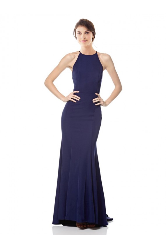 Best Stretch Crepe Long High Neck Sleeveless Prom Party Dress Canada