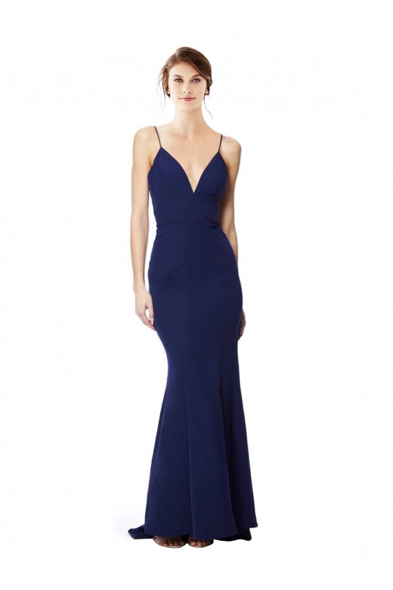 Best Stretch Crepe Open Back Long Spaghetti Straps Mermaid Prom Dress Canada