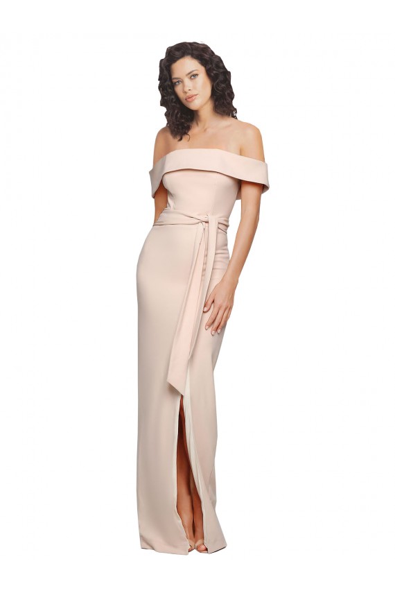 Best Stretch Crepe Low Back Long Off the Shoulder Nude Mermaid Prom Dress Canada