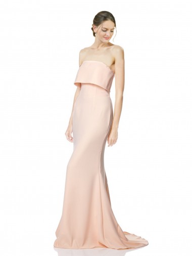 Best Stretch Crepe Long Strapless Mermaid Black Tie Prom Dress Canada