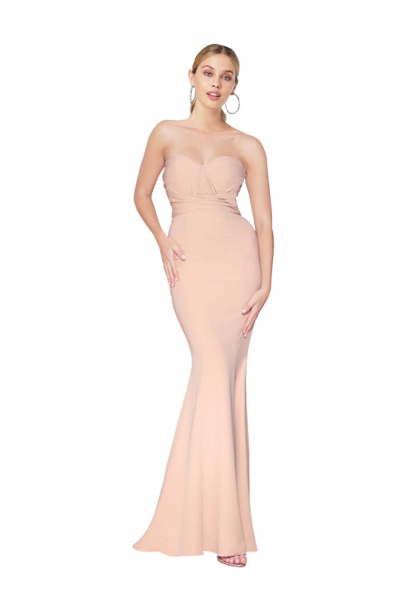 Best Stretch Crepe Long Sweetheart Nude Mermaid Prom Dress Canada