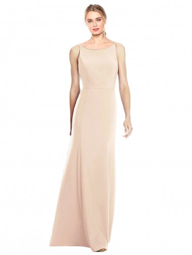 Best Stretch Crepe Open Back Long Bateau Neck Nude Trumpet Prom Dress Canada