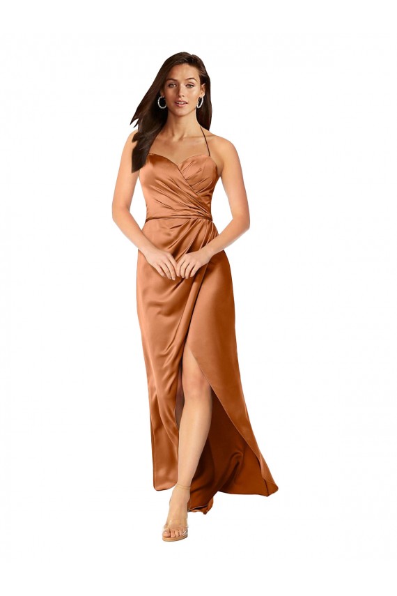 Best Silky Satin Low Back Long Spaghetti Straps A-Line High Low Prom Dress Canada