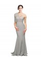 Best Stretch Crepe & Tulle Low Back Sweep Train One Shoulder Mermaid Prom Dress Canada