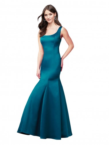 Best Satin Long Bateau Neck Mermaid Prom Dress Canada
