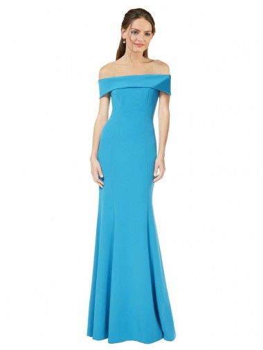 Best Stretch Crepe Long Off the Shoulder Sheath Prom Dresses Canada